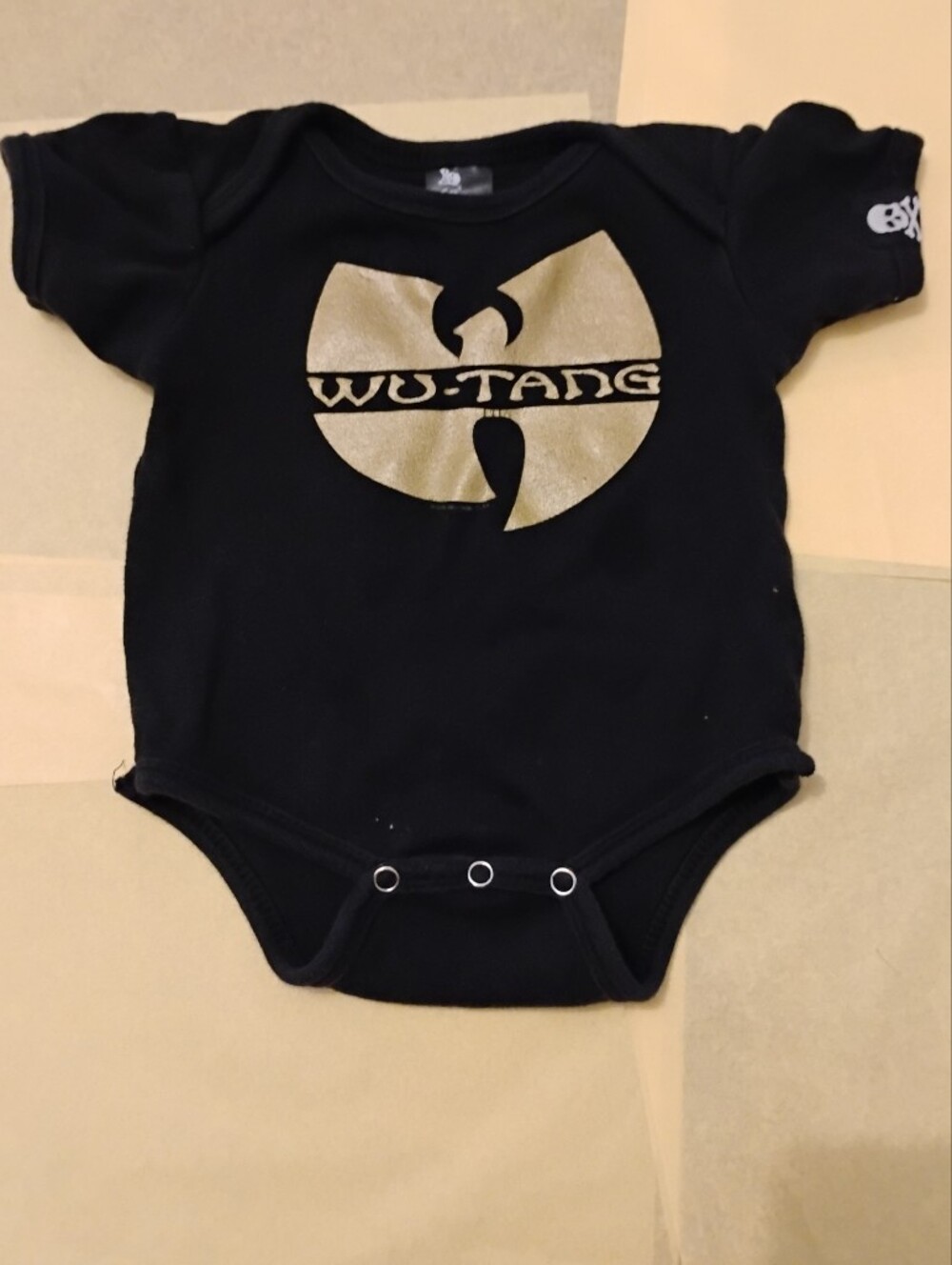 Sourpuss Black One-Piece Baby Bodysuit with Yellow Wu-Tang Logo 3-6m
